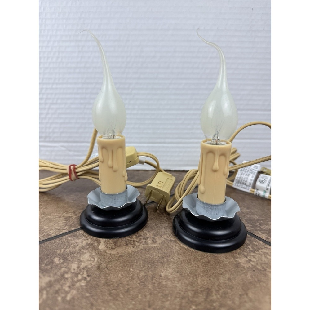 Rustic Country Candle Lamp 5" in On/Off Switch Metal Trim